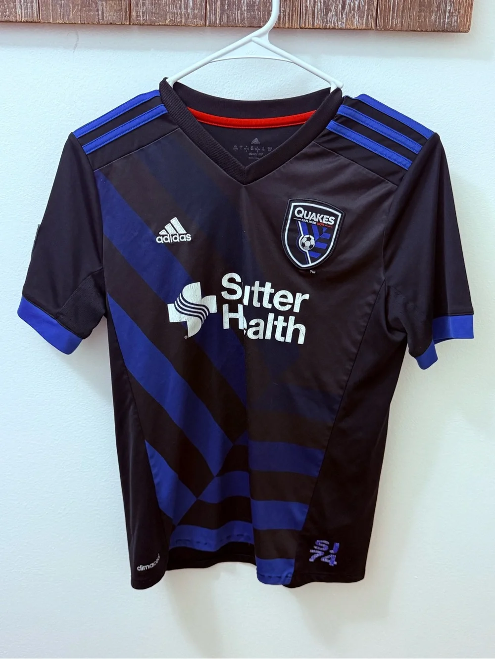 San Jose Earthquakes Adidas Black & Royal Soccer Jersey
